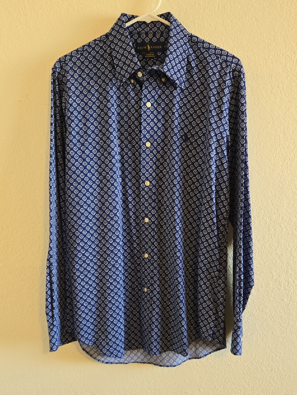 Polo Ralph Lauren Navy Blue Printed Button-Down Shirt - Medium